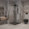 Душевая перегородка Niagara NG-670-10ВLACK (100*195) черный матовый, стекло прозрачное